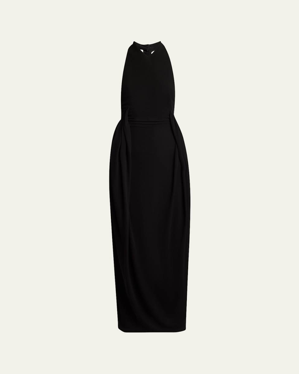 Halter Neck Buttoned Back Gown